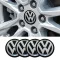 3D autó Volkswagen fekete-ezüst felniközép kupak matrica (4 db) 56 mm alumínium