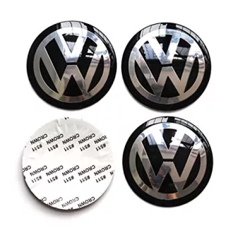   3D autó Volkswagen fekete-ezüst felniközép kupak matrica (4 db) 60 mm alumínium
