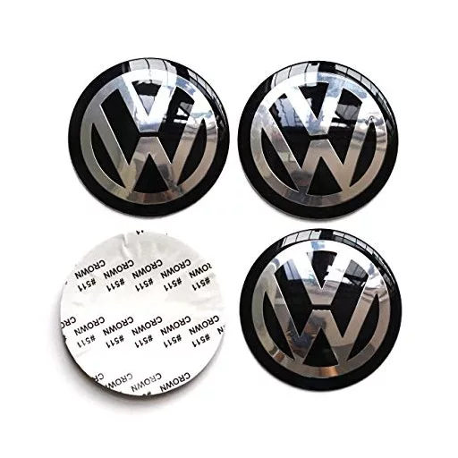 3D autó Volkswagen fekete-ezüst felniközép kupak matrica (4 db) 60 mm alumínium