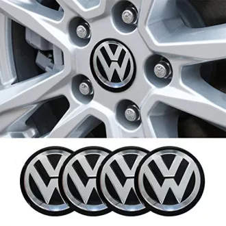   3D autó Volkswagen fekete-ezüst felniközép kupak matrica (4 db) 90 mm alumínium
