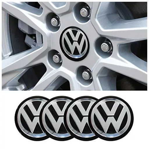 3D autó Volkswagen fekete-ezüst felniközép kupak matrica (4 db) 90 mm alumínium