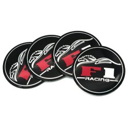   3D autó F1 Sport fekete felniközép kupak matrica (4 db) 56 mm alumínium