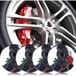 3D Rózsa koponyával ezüst felniközép kupak matrica (4 db) 56 mm, alumínium