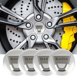   3D autó Dacia ezüst felniközép kupak matrica (4 db) 56 mm alumínium