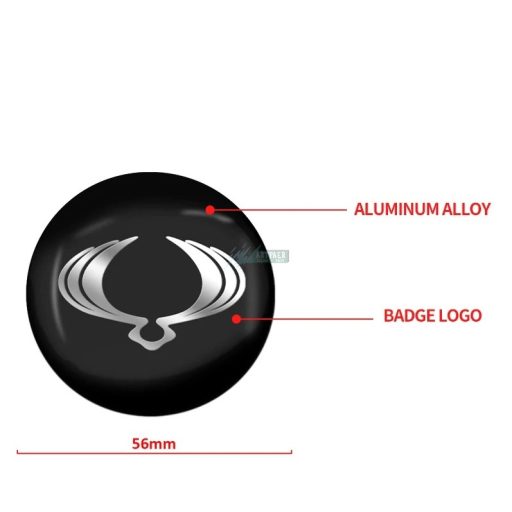 3D autó SsangYong fekete felniközép kupak matrica (4 db) 56 mm alumínium