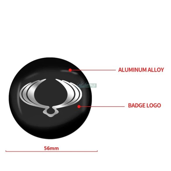 3D autó SsangYong fekete felniközép kupak matrica (4 db) 56 mm alumínium