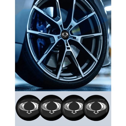 3D autó SsangYong fekete felniközép kupak matrica (4 db) 56 mm alumínium
