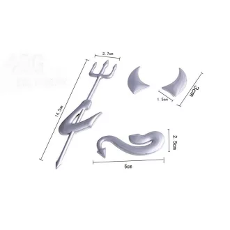 3D autó ördög matrica ezüst színű
