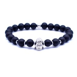   Ásvány karkötő fekete ónix - ezüst színű Lord Vader charm