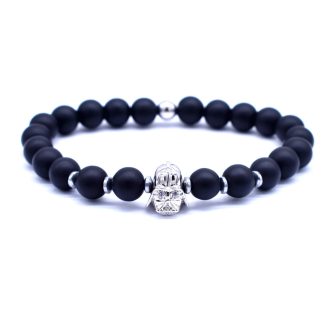   Ásvány karkötő fekete ónix - ezüst színű Lord Vader charm