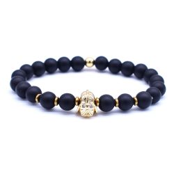   Ásvány karkötő fekete ónix - arany színű Lord Vader charm