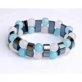   Ásvány karkötő kétsoros - mágneses hematit - jáde és amazonit