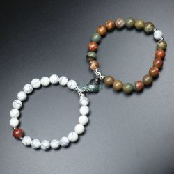   Páros ásvány karkötő mágneses szív - Picasso jáspis - howlit