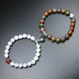   Páros ásvány karkötő mágneses szív - Picasso jáspis - howlit