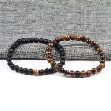 Páros ásvány karkötő fekete ónix és tigrisszem 6 mm, 2 db-os szett