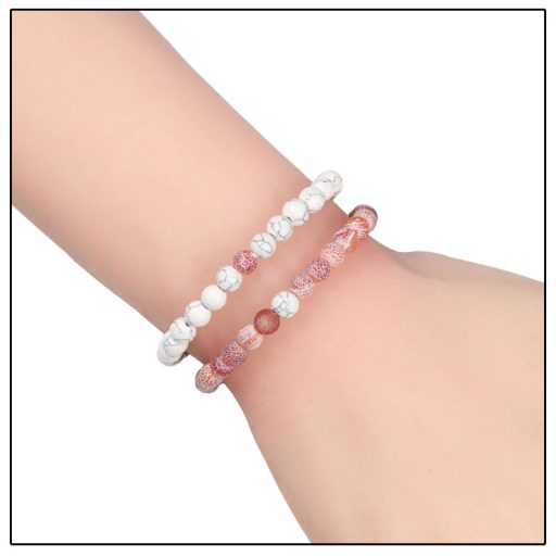 Páros ásvány karkötő howlit és türkiz, 2 db-os szett