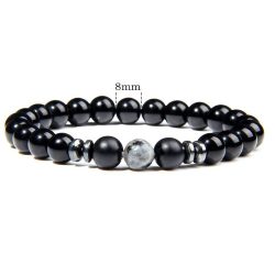   Ásvány karkötő fényes ónix - labradorit és hematit köztes