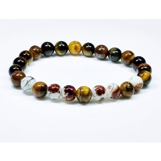   Ásvány karkötő tigrisszem és festett lampwork golyókkal