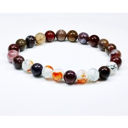   Ásvány karkötő indiai achát és festett lampwork golyókkal