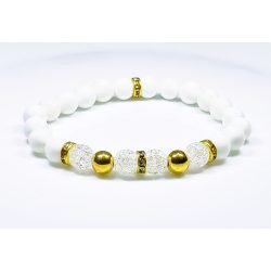   Ásvány karkötő tridacna, roppantott hegyikristály és aranyszínű köztes