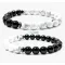 Ónix, hematit és howlit, páros ásvány karkötő, 2 db-os szett
