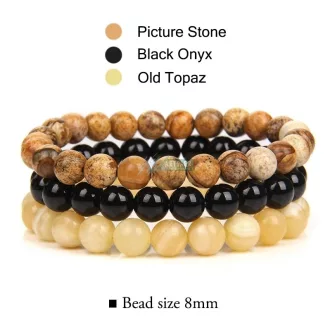   Ásvány karkötő 3-as szett Picture Jaspis-Onyx-Old Topaz Jade