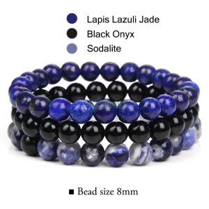 Ásvány karkötő 3-as szett Lapis Lazuli-Onyx-Sodalite