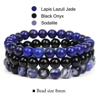 Ásvány karkötő 3-as szett Lapis Lazuli-Onyx-Sodalite