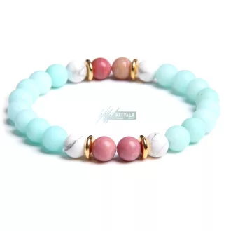 Rodonit - howlit - fényes amazonit ásvány karkötő