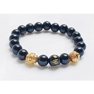   Ásvány karkötő Feng Shui aranyozott vagyon és sok szerencsét ónix 