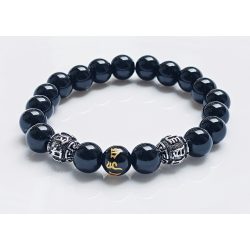   Feng Shui ezüstözött vagyon és sok szerencsét ónix ásvány karkötő