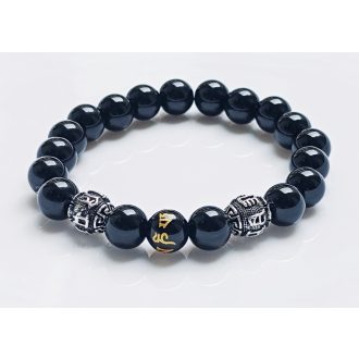   Feng Shui ezüstözött vagyon és sok szerencsét ónix ásvány karkötő