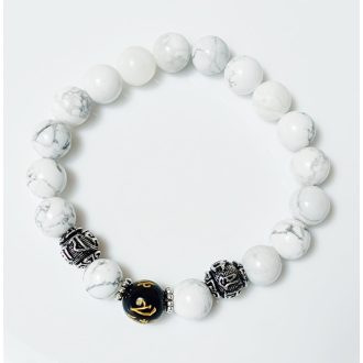   Ásvány karkötő Feng Shui ezüstözött vagyon és sok szerencsét howlit