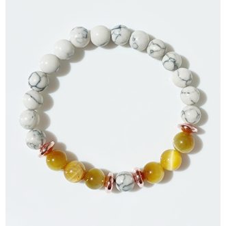   Ásvány karkötő howlit - arany tigrisszem - hematit köztes