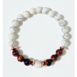   Ásvány karkötő howlit - piros tigrisszem - hematit köztes