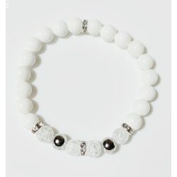   Ásvány karkötő tridacna, hegyikristály és cirkónium kristályos ezüst színű köztes