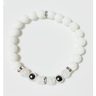   Ásvány karkötő tridacna, hegyikristály és cirkónium kristályos ezüst színű köztes