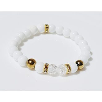   Ásvány karkötő tridacna, hegyikristály és cirkónium kristályos arany színű köztes