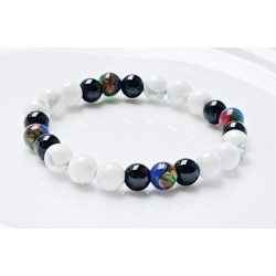   Ásvány karkötő- howlit - ónix és multicolor cloisonne jáspis