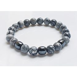   Ásvány karkötő térkép jáspis és hordó alakú mágneses hematit