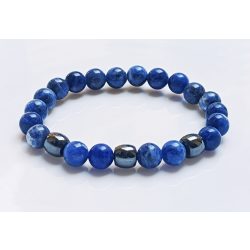   Ásvány karkötő szodalit és hordó alakú mágneses hematit