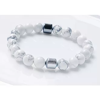 Ásvány karkötő howlit és mágneses hematit