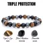 Ásvány karkötő - Hármas védelem - tigrisszem - obszidián - mágneses hematit