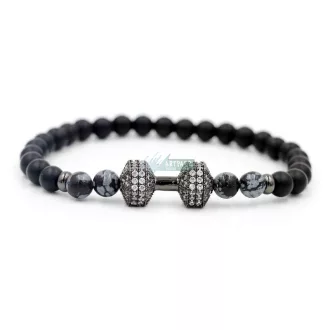   Fitt ásvány karkötő ónix - obszidián - fekete cirkónium kristályos