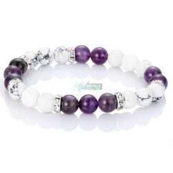   Howlit - ametiszt - ezüst kristályos köztes ásvány karkötő
