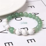 Howlit - zöld Aventurin - ezüst, kristályos köztes - ásvány karkötő