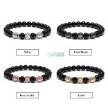 Ónix - Hematit - Micro Pave Cirkónium kristállyal - ásvány karkötő