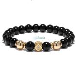 Ónix - Hematit - Micro Pave Cirkónium kristállyal - ásvány karkötő