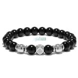 Ónix - Hematit - Micro Pave Cirkónium kristállyal - ásvány karkötő
