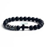 Hematit - matt fekete ónix - hematit kereszttel - ásvány karkötő